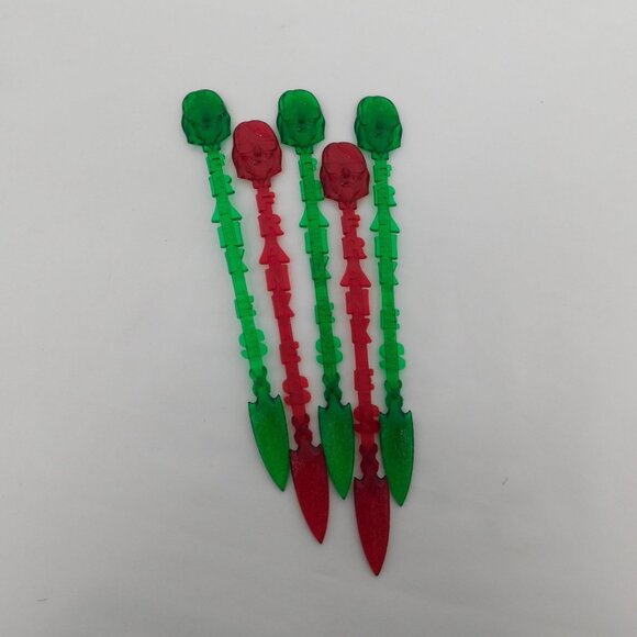 Frankies Tiki Room Lot of 5 Stir Swizzle Drink Sticks Red Green Las Vegas Bar - Picture 1 of 8